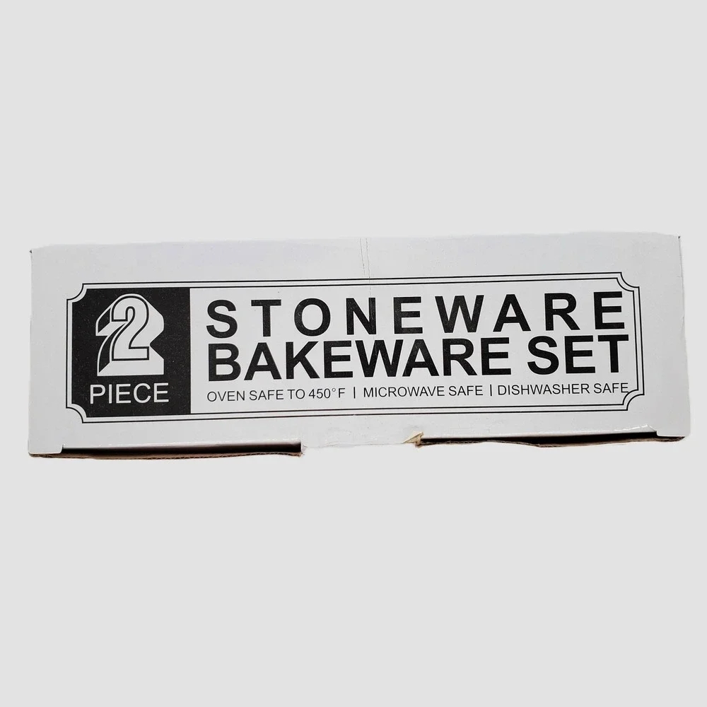 Momentum Brands 2 Piece White Stoneware Bakeware Set Oven‎ Safe 450F 78-740741